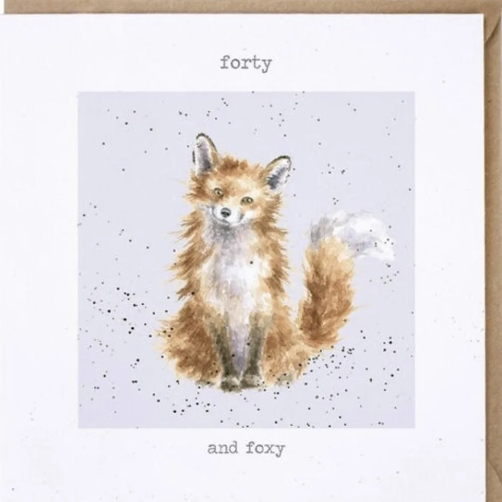 Fox Themed Birthday Card - Brown and White 'forty and foxy'